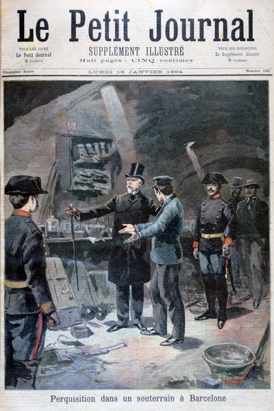 Underjordisk søk etter anarkister, Barcelona, 1894 av Unbekannt
