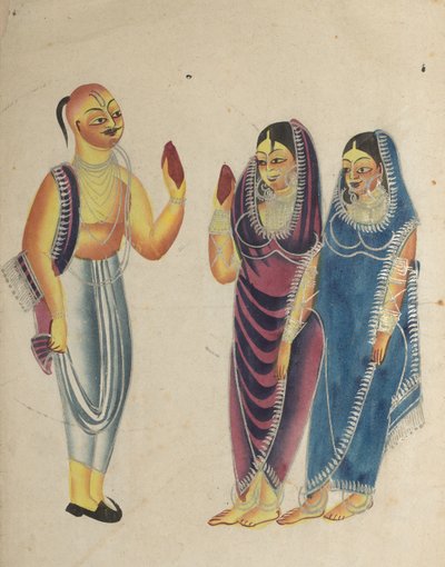 Vaishnava Devotee med to kvinner, 1800-tallet. av Unbekannt
