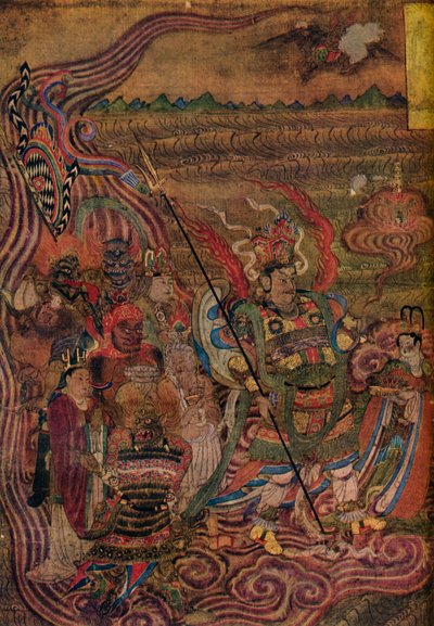 Vaishravana reiser over bølgene, fra Caves of the Thousand Buddhas, c900 av Unbekannt