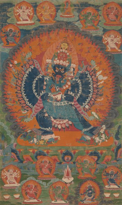Vajrabhairava med hans kone Vajravetali, 1700-tallet. av Unbekannt