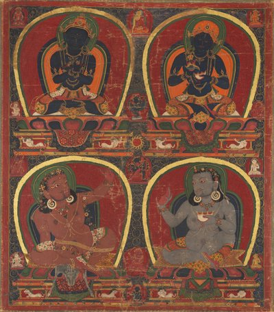Vajradhara, uselviskhet og Mahasiddhas Virupa og Kanha, s. 1450. av Unbekannt