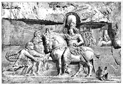 Valerian ved føttene av Sapor, kongelige graver ved Naksh-I-Rustem, Persepolis, Iran, 1895 av Unbekannt