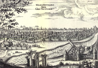 Velikiy Novgorod illustrasjon fra reiser til den store hertugen av Muscovy og kongen av Persia av Adam Olearius, 1656 av Unbekannt