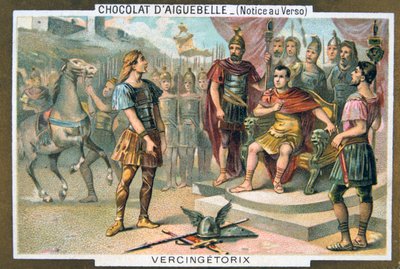 Vercingetorix overgir seg til Julius Caesar, c46 f.Kr., 1800-tallet av Unbekannt