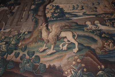 Sjiraffgrønt, Aubusson-teppe - fantastiske dyredetaljer av Unbekannt
