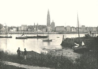 Utsikt over elven til katedralen, Antwerpen, Belgia, 1895. av Unbekannt