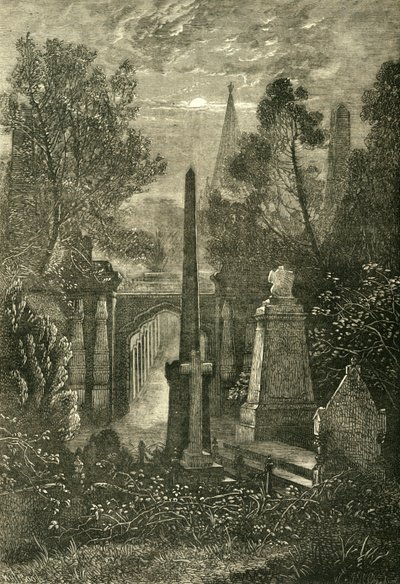Utsikt på Highgate Cemetery, c1876. av Unbekannt