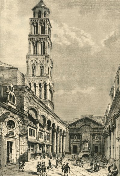 Utsikt i Spalatro, Viser Campanile og Peristyle of the Palace of Diocletian, 1890. av Unbekannt