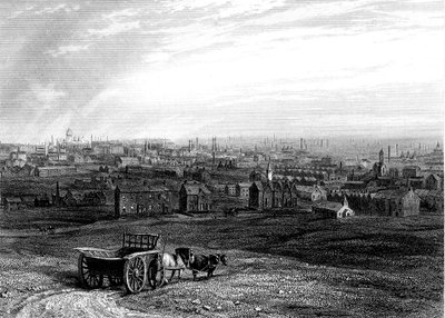 Utsikt over Leeds, Yorkshire, tidlig på 1800-tallet av Unbekannt