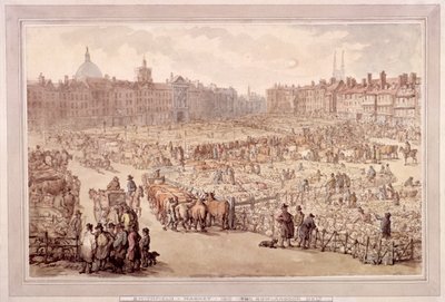 Utsikt over Smithfield Market, London, 1810 av Unbekannt