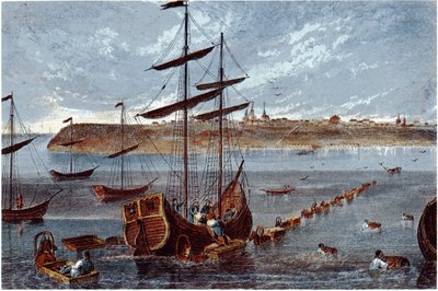 Utsikt over Taganrog, ca. 1840 av Unbekannt