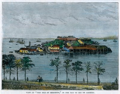 Utsikt over øya Serpents, i Rio de Janeiro-bukten, Brasil, c1880 av Unbekannt