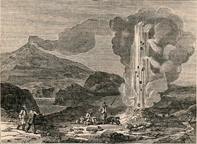 Utsikt over en geysir, eller varm fontene, 7. desember 1833. av Unbekannt