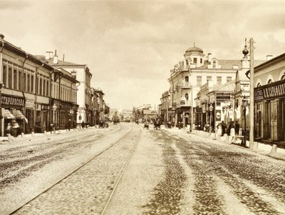 Utsikt over Arbat Street fra Church of the Life-Giving Trinity, Moskva, Russland, 1888 av Unbekannt