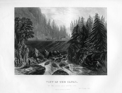 Utsikt over kanalen, ved Little Falls Mohawk River, New York State, 1855 av Unbekannt