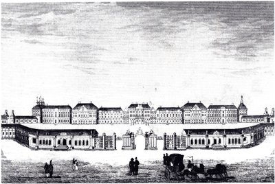 Utsikt over Katarinapalasset i Tsarskoye Selo, ca. 1840 av Unbekannt