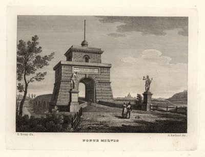Utsikt over Milvian (eller Mulvian) Bridge, Ponte Milvio, Roma av Unbekannt