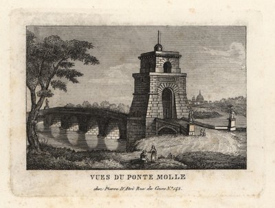 Utsikt over Milvian Bridge of Milvian Bridge, Ponte Molle, Roma av Unbekannt