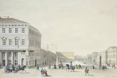 Utsikt over Moika-vollen fra politibroen, 1839 av Unbekannt