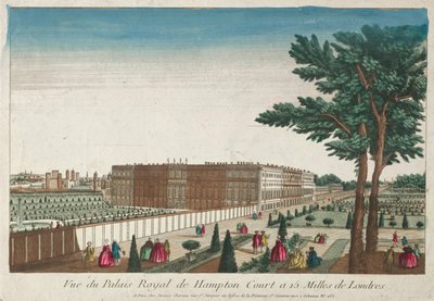 Utsikt over det kongelige palasset i Hampton Court, 1700-tallet. av Unbekannt
