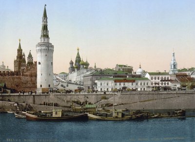 Utsikt over St Basil-bakken, sett fra Moskva-elven, Moskva, Russland, c1890-c1905 av Unbekannt