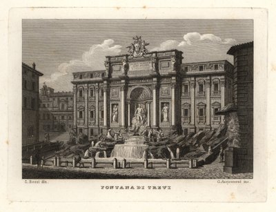 Utsikt over Trevifontenen, Fontana di Trevi, Roma av Unbekannt