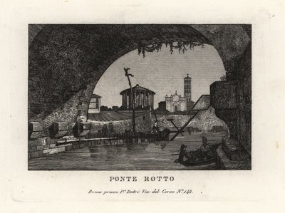 Utsikt over den ødelagte Ponte Rotto, Pons Aemilius, i Tiber-elven, Roma av Unbekannt