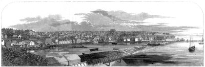 Utsikt over byen Auckland, New Zealand, med den nye kommersielle vollen, 1860 av Unbekannt
