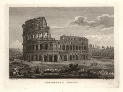 Utsikt over ruinene av det flaviske amfiteateret, Anfiteatro Flavio, Roma av Unbekannt