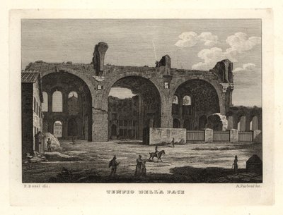 Utsikt over ruinene av Fredens tempel eller Vespasians forum, Tempio della Pace, Roma av Unbekannt