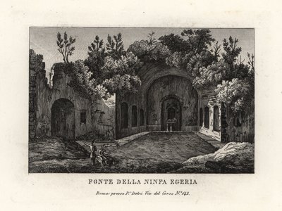 Utsikt over våren til nymfen Egeria, Egeria nympheum, Ninfeo d