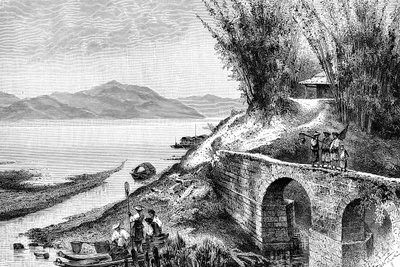 Utsikt over øvre Yang-Tze-Kiang, c1890 av Unbekannt