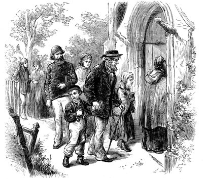 Landsbyboere går til kirken søndag, London, 1872 av Unbekannt