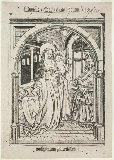 Jomfru og barn, abbed Ludwig Kneeling, 1400-tallet. av Unbekannt