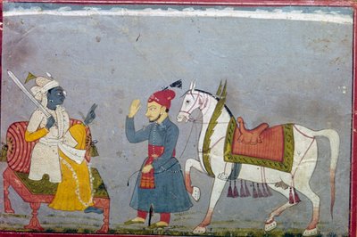 Vishnu i sin 10. inkarnasjon som den hvite timen Kalki, 1710-1720 av Unbekannt