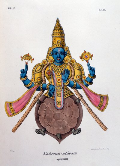 Vishnu, en av gudene til den hinduistiske treenigheten trimurti, 1828 av Unbekannt