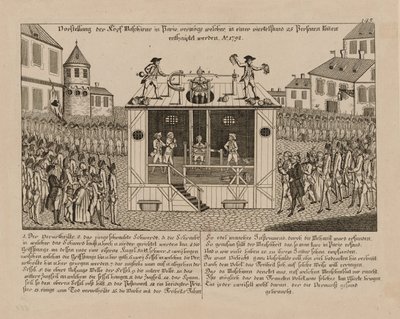 Presentasjon av hodemaskinen i Paris, 1792. av Unbekannt