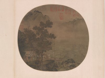 Venter i en paviljong på en båt, Ming-dynastiet, 1400-1500-tallet. av Unbekannt