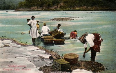 Washerwomen, Charges River, Panama, tidlig på 1900-tallet av Unbekannt