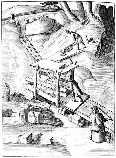 Vasking av malm for å utvinne gull, 1683 av Unbekannt