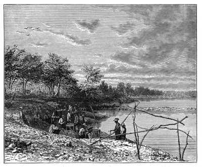 Vaskesand for diamanter på bredden av Vaal-elven, Sør-Afrika, c1890 av Unbekannt