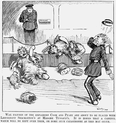 Voksmodeller av Peary og Cook, polfarere, ved Madame Tussauds, London, 1909 av Unbekannt