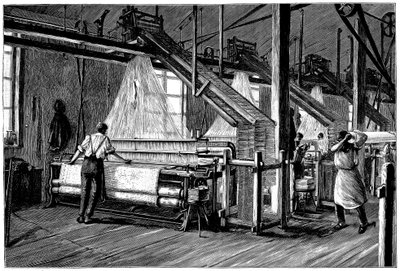Vevskur utstyrt med Jacquard kraftvever, c1880 av Unbekannt