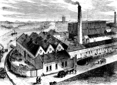 Webbs kjemiske fabrikk, Diglis, Worcestershire, c1860 av Unbekannt