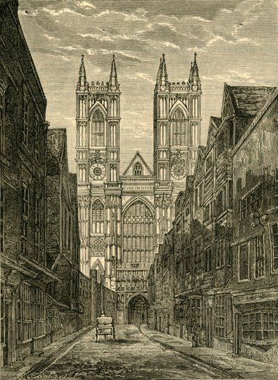 West Front of Westminster Abbey, fra Tothill Street, 1881. av Unbekannt