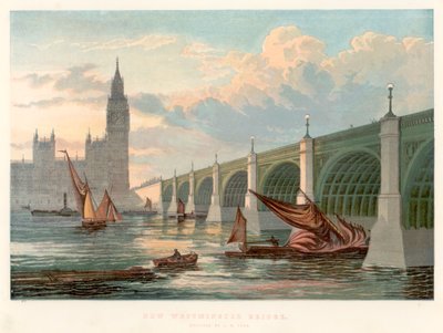 Westminster Bridge, London, sett fra sørbredden av Themsen, 1858 av Unbekannt