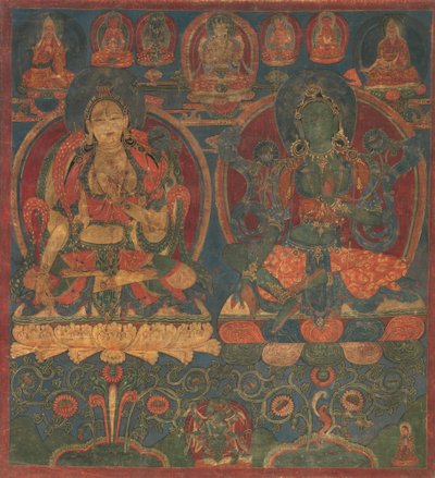 Hvit Tara og Grønn Tara, 1450-1500. av Unbekannt