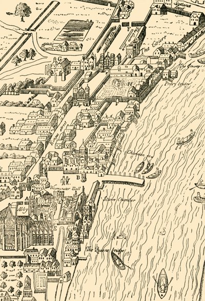 Whitehall og Westminster. Fra Aggas Map, 1881. av Unbekannt