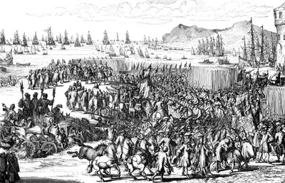 William av Orange lander med sin hær i Torbay, Devon, 5. november 1688 av Unbekannt
