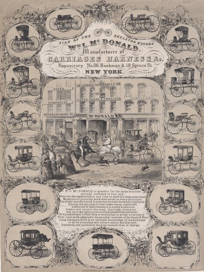 Wm. L. McDonald, Manufacturers of Carriage Harness & Co. Repository, nr. 26 Beekman & 1..., 1852-86. av Unbekannt